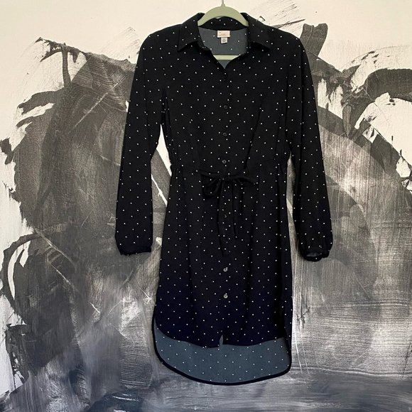 A New Day | Target | Shirt Dress | Midi | Hi-Low | Black and White | XS - Picture 1 of 6